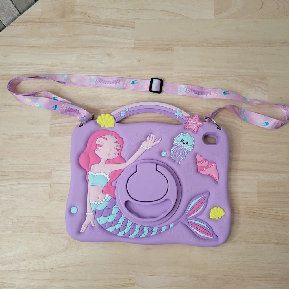 Mermaid iPad 10th Generation Case‎ Cover Rotatable Stand Adjustable Strap 2022